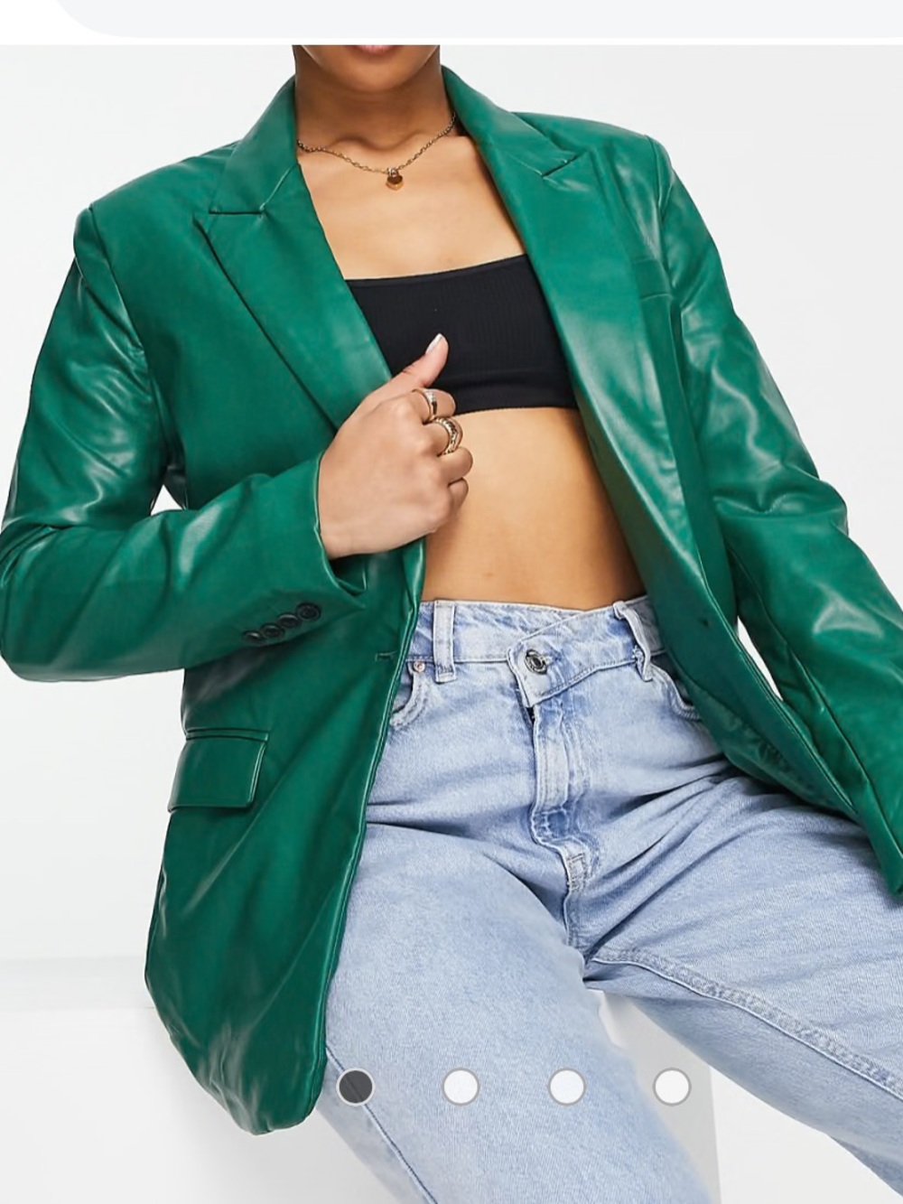 ASOS Emerald Green Faux vegan Leather Blazer Christmas Medium